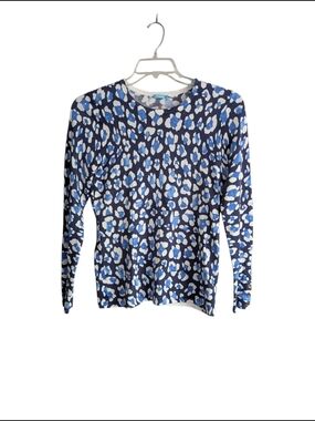 J. McLaughlin Blue and White Patterned Top Sz.M